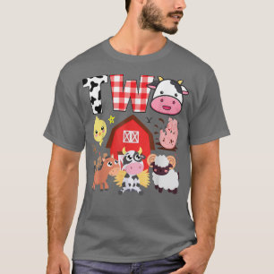 2nd Birthday Two Year Old Farm Theme Animals Birth T-Shirt