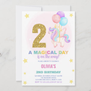 2nd Birthday Unicorn Birthday Invitations