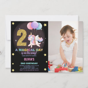 2nd Birthday Unicorn Birthday Invitations photo