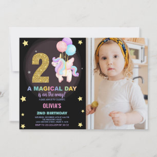 2nd Birthday Unicorn Birthday Invitations photo
