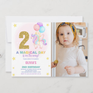 2nd Birthday Unicorn Birthday Invitations photo