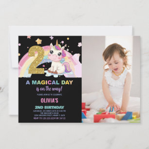 2nd Birthday Unicorn Birthday Invitations photo