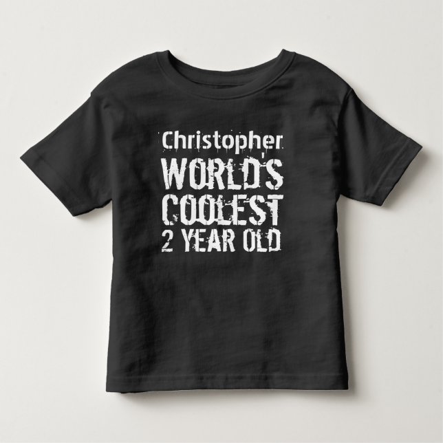2nd Birthday World's Coolest 2 Year Old RED Toddler T-Shirt (Front)