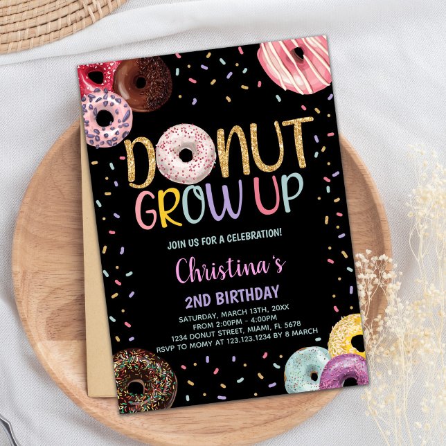 2nd Black Doughnuts Birthday Invitations (2nd Black Donuts Birthday Invitations)