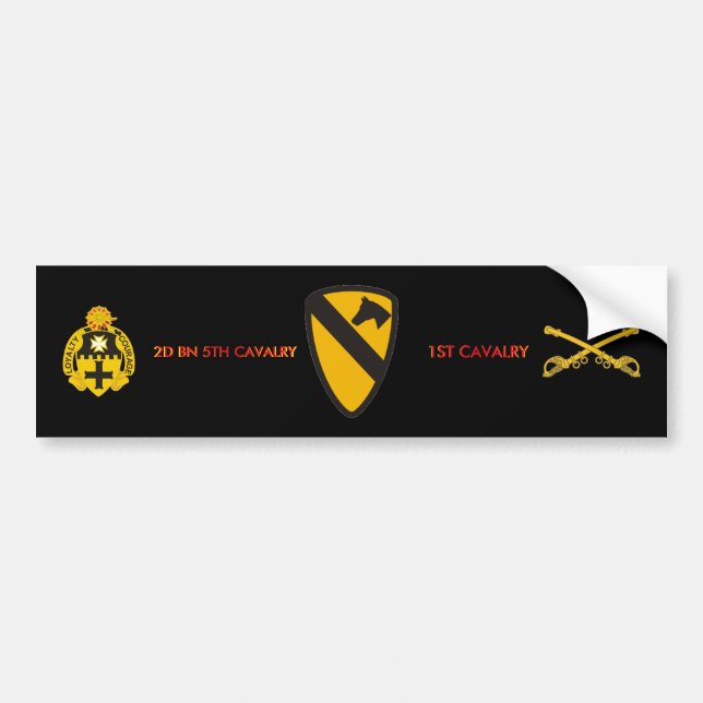 2ND BN 5TH CAVALRY 1ST CAVALRY BUMPER STICKER (Front)