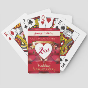 "2nd Cotton & Garnet Wedding Anniversary" Playing Cards