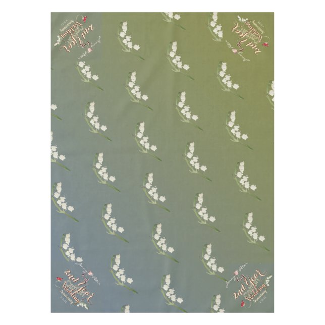2nd Cotton Wedding Anniversary Lily of the Valley Tablecloth (Front)