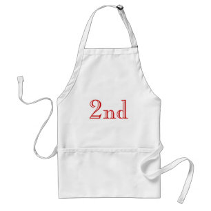 2nd. Custom Text. Red and White. Standard Apron