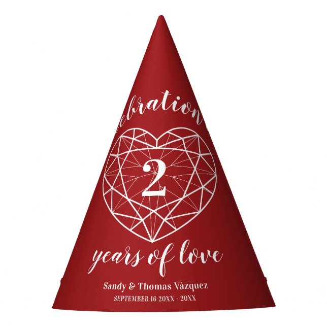 2nd garnet wedding anniversary custom party hats (Front)