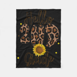 2nd Grade 1st Day Of School Teacher Leopard Print Fleece Blanket