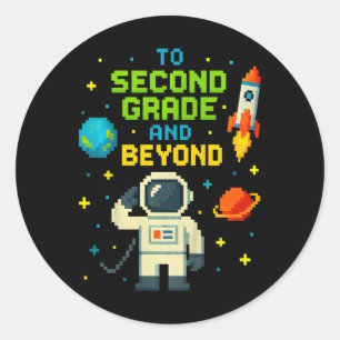 2nd Grade And Beyond Astronaut Space Boys Gamer Fi Classic Round Sticker