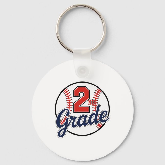 2nd Grade Baseball Back To School Baseball Player  Key Ring (Front)