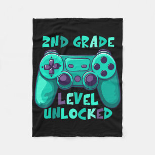 2nd Grade Boys Gamer Level Ck To School First Day  Fleece Blanket