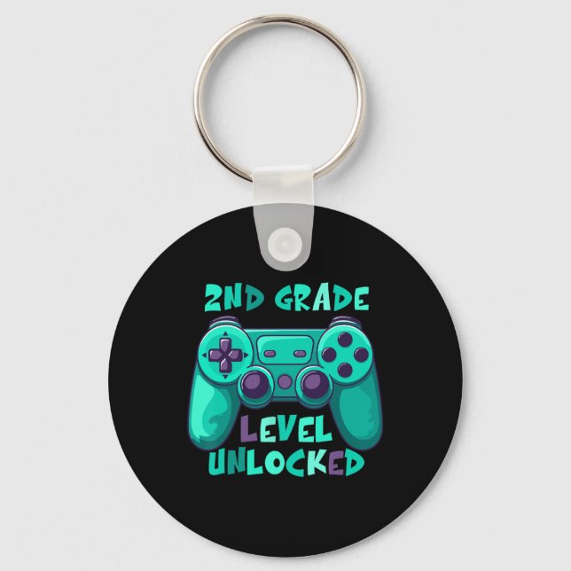 2nd Grade Boys Gamer Level Ck To School First Day  Key Ring (Front)
