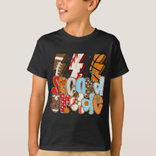 2nd Grade Boys Lightning Bolt Football Baseball Ba T-Shirt