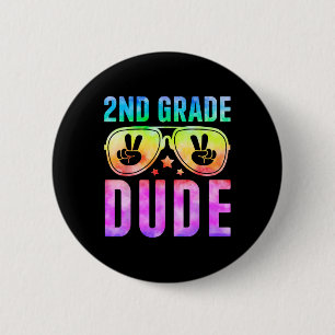 2nd Grade Cool Dude Tie Dye Back To School Second  6 Cm Round Badge