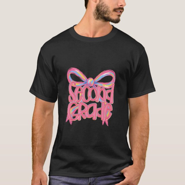 2nd Grade Coquette Bow Back To School Second Grade T-Shirt (Front)
