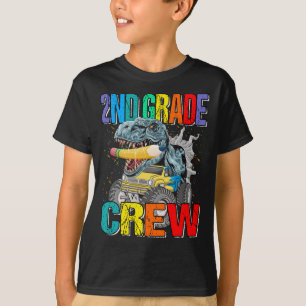 2nd Grade Crew Monster Truck Dinosaur Boys T-Shirt