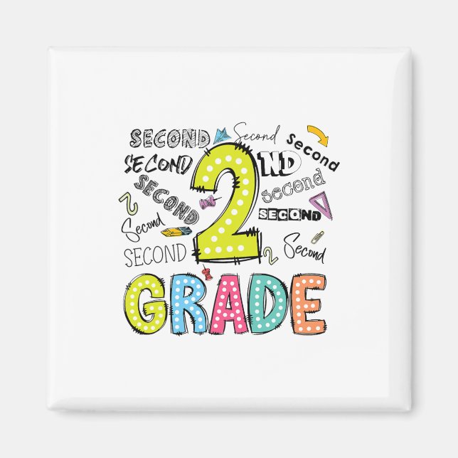 2nd Grade Cute Typography Dots Back To School Teac Magnet (Front)