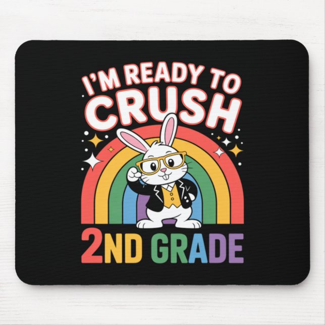 2nd Grade Dabbing Bunny Back To School Ready To Mouse Pad (Front)