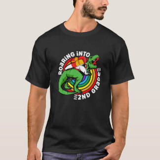 2Nd Grade Dinosaur Roaring T Rex Back To School Ki T-Shirt