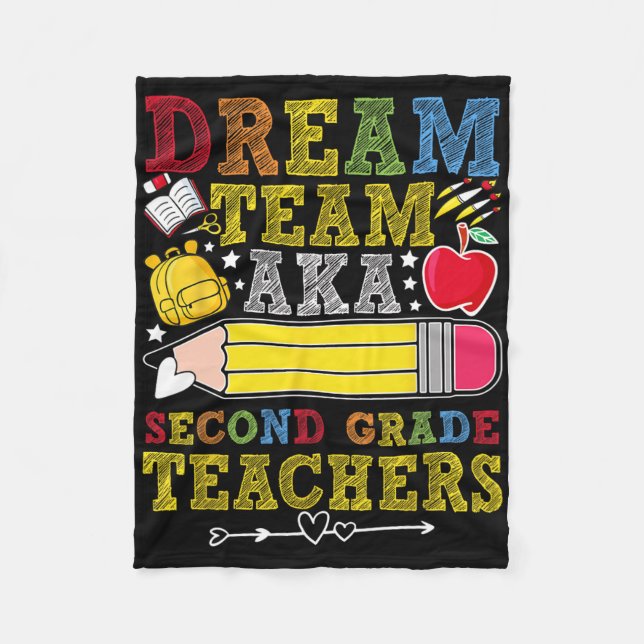 2nd Grade Dream Team Teachers Second Grade Teacher Fleece Blanket (Front)