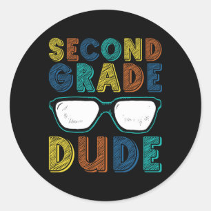 2nd Grade Dude Back To School First Day Of School Classic Round Sticker