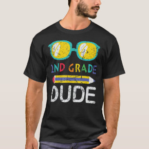 2nd Grade Dude Sunglasses Vintage Cool Boys Back T T-Shirt