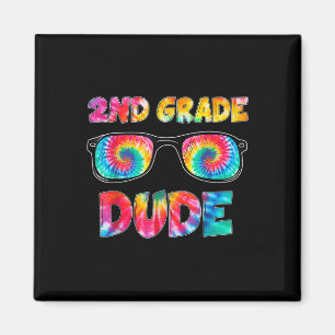 2nd Grade Dude Tie Dye Back To School Student Boys Magnet