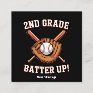 2nd Grade First Day Batter Up Baseball School Square Business Card