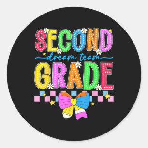 2nd Grade For Girls Boy Teacher Second Grade Back  Classic Round Sticker