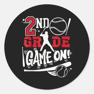 2nd Grade Game On First Day of School Baseball Sec Classic Round Sticker
