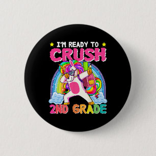 2nd Grade Girls Unicorn Crush Second Grade Back To 6 Cm Round Badge