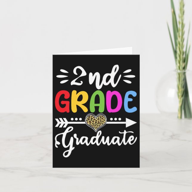 2nd Grade Graduate Heart Leopard Second Grade Grad Card (Front)