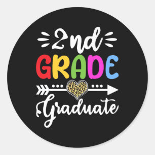 2nd Grade Graduate Heart Leopard Second Grade Grad Classic Round Sticker