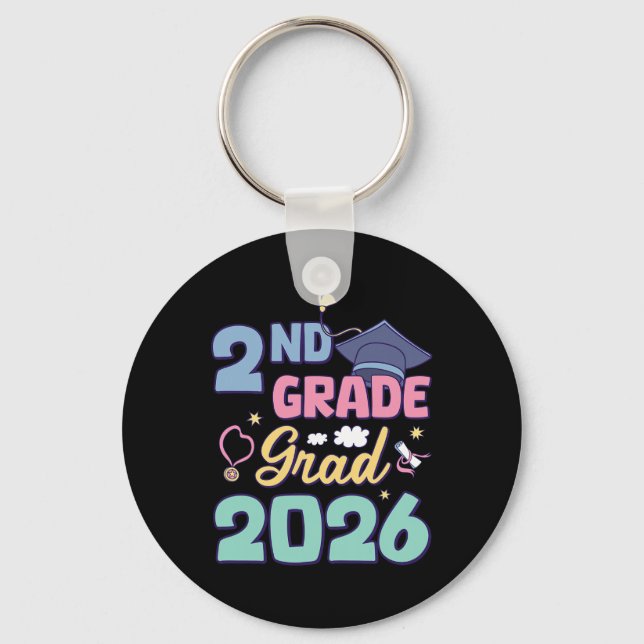 2nd Grade Graduation 2026 Proud Grad Second Grade  Key Ring (Front)