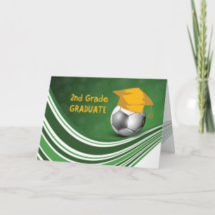 2nd Grade Graduation, Soccer Ball and Hat Card