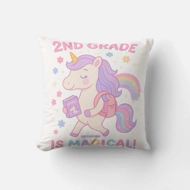 2nd Grade is Magical Unicorn Back to School Cushion (Front)