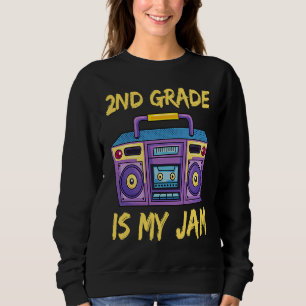 2nd Grade Is My Jam School Retro 80s Boombox Stude Sweatshirt