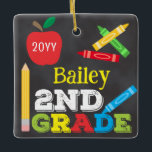 2nd Grade Keepsake Chalkboard Colourful Kids<br><div class="desc">2nd Grade ornament design features an apple, a ruler, crayons and bold, colourful fun typography! Click the customise button for more opti2ndr modifying the text! Variations of this design, additional colours, as well as coordinating products are available in our shop, zazzle.com/store/doodlelulu. Contact us if you need this design applied to...</div>