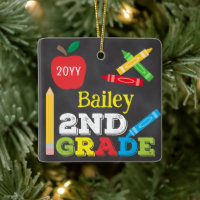 2nd Grade Keepsake Chalkboard Colourful Kids Photo