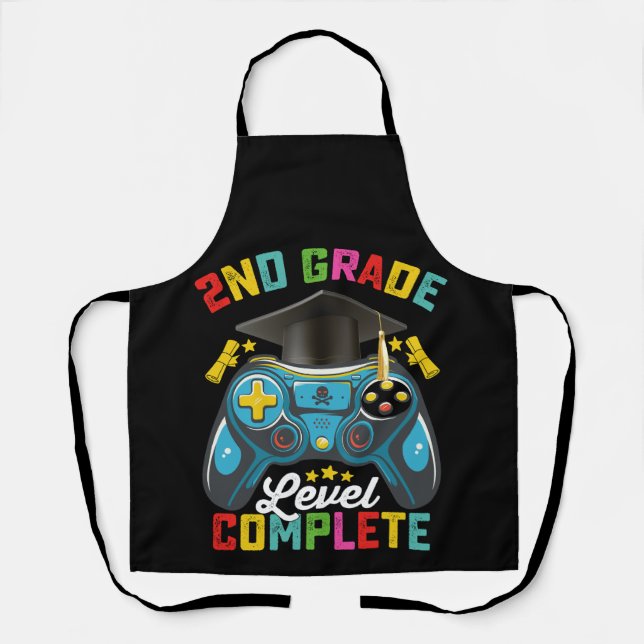 2nd Grade Level Complete Graduation Gaming Gamer Apron (Front)