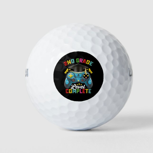 2nd Grade Level Complete Graduation Gaming Gamer Golf Balls (Front)