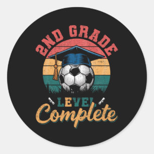 2nd Grade Level Complete Soccer Boy Girl Last Day  Classic Round Sticker