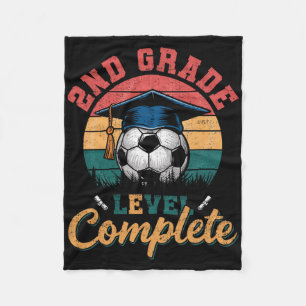 2nd Grade Level Complete Soccer Boy Girl Last Day  Fleece Blanket