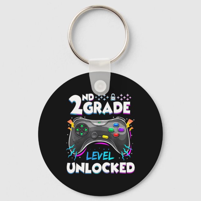 2nd Grade Level Unlocked Back To School First Day  Key Ring (Front)