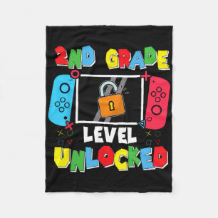 2nd Grade Level Unlocked Ck To School First Day Ga Fleece Blanket