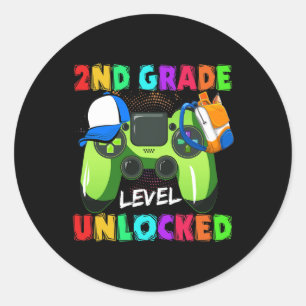 2nd Grade Level Unlocked Ck To School Supplies Classic Round Sticker