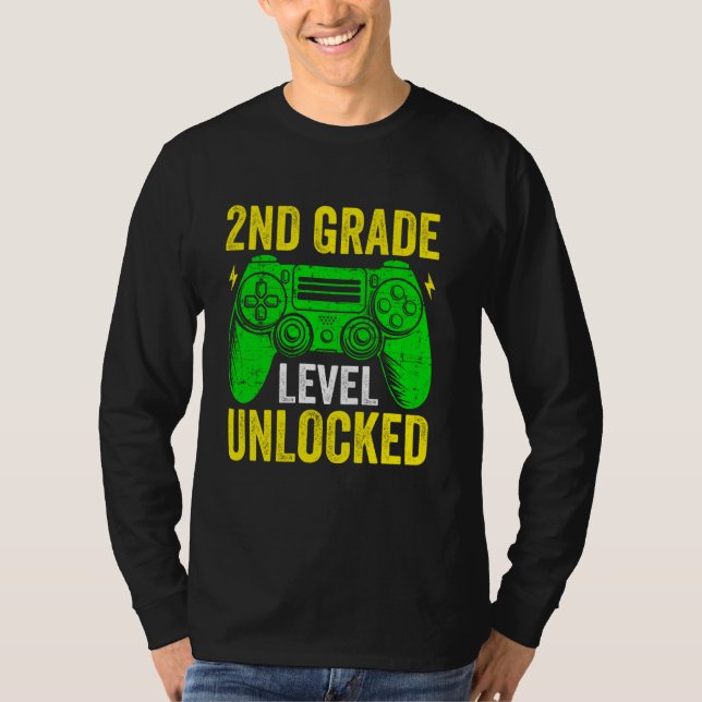2nd Grade Level Unlocked Game Controller First Day T-Shirt (Front)