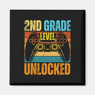 2nd Grade Level Unlocked Gamer Boy Tee First Day O Magnet